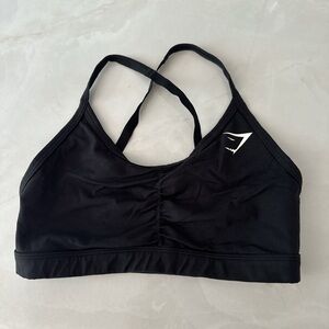 Gymshark Ruched Training Sports Bra. Padding removed. Color: Black Size: Small